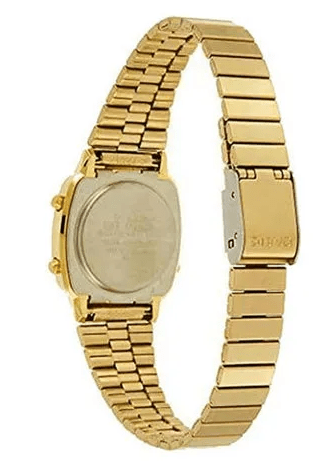 LA-670WGA-9DF Casio Vintage Gold Dial Gold Stainless Steel Chain Digital Women's Watch. - Timecheck