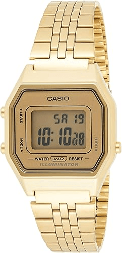 LA-680WGA-9DF Casio Vintage Gold Metal Band Illuminator Digital Unisex Watch. - Timecheck