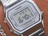 LA680WA-7DF Casio Vintage Stainless Steel Silver Tone Digital Quartz Women's Watch. - Timecheck