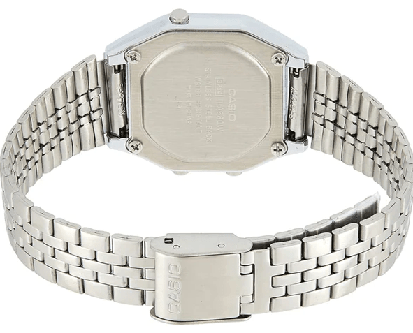 LA680WA-7DF Casio Vintage Stainless Steel Silver Tone Digital Quartz Women's Watch. - Timecheck