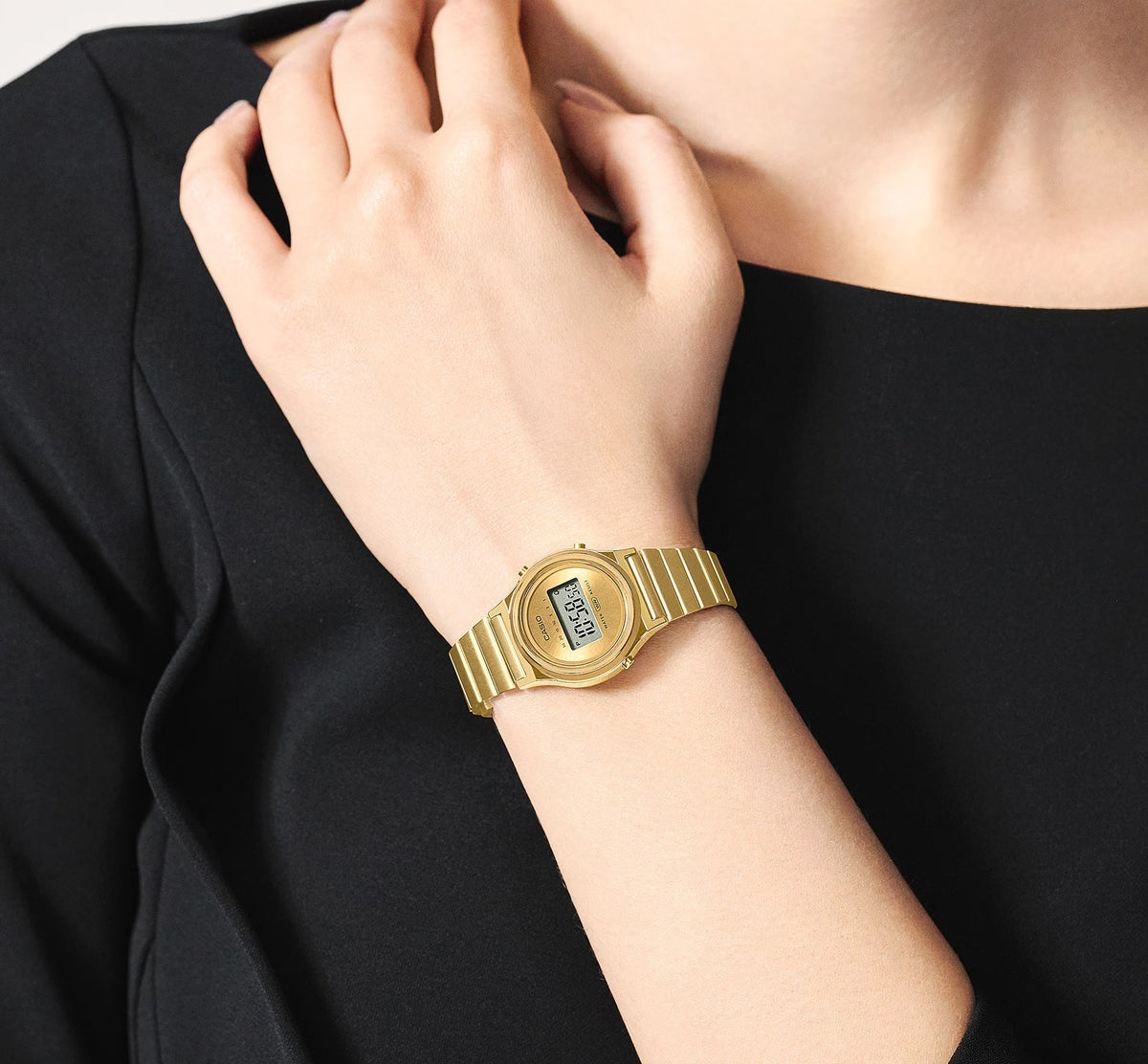 LA700WEG-9ADF Casio Vintage Gold Dial Gold Stainless Steel Chain Digital Women's Watch. - Timecheck