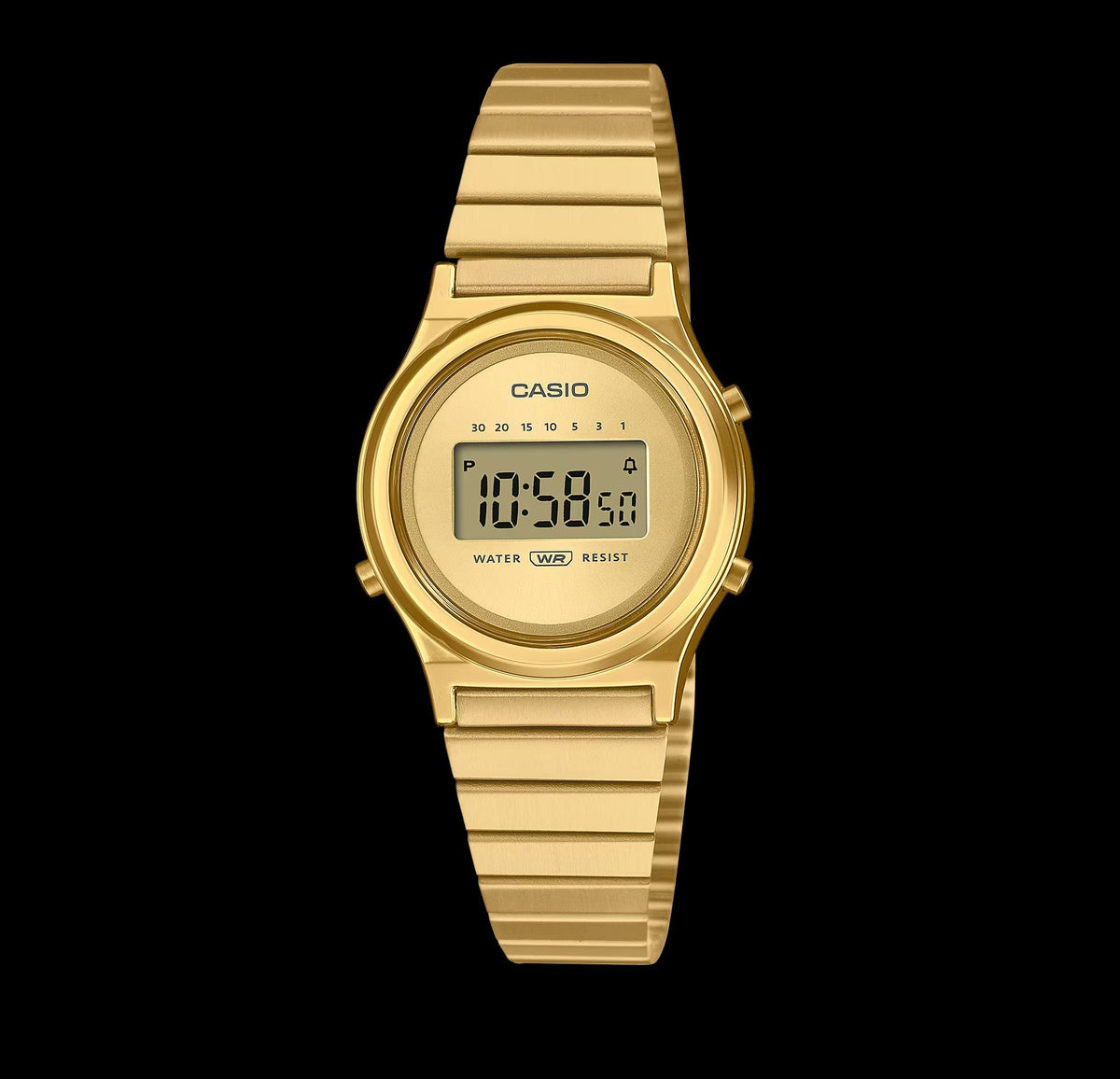 LA700WEG-9ADF Casio Vintage Gold Dial Gold Stainless Steel Chain Digital Women's Watch. - Timecheck