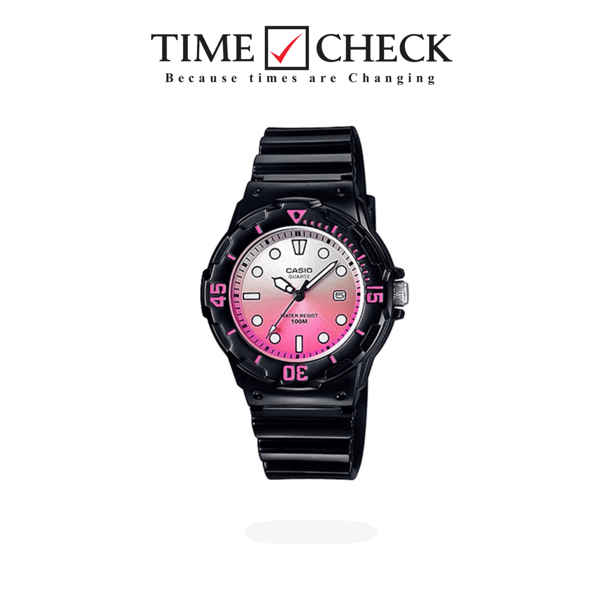 LRW-200H-4EVDR Casio Pink Dial Rubber Strap Analog Quartz Women's Watch. - Timecheck