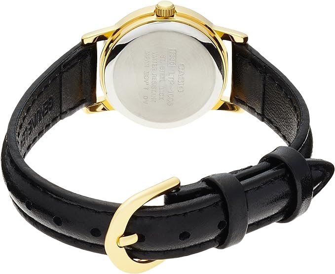 LTP-1095Q-1A Casio Black Dial Black Leather Analog Quartz Women's Watch. - Timecheck