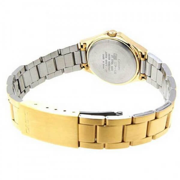 LTP-1130N-1ARDF Casio Gold Chain Black Dial Quartz Women's Watch. - Timecheck