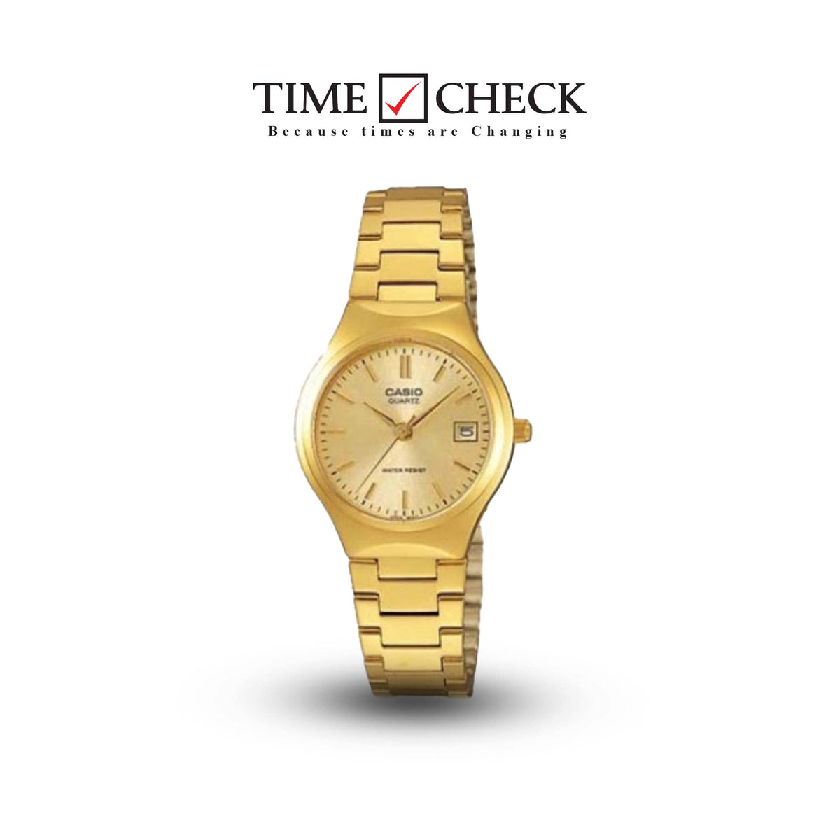 LTP-1170N-9ARDF Casio Gold Dial Stainless Steel Analog Quartz Women's Watch. - Timecheck