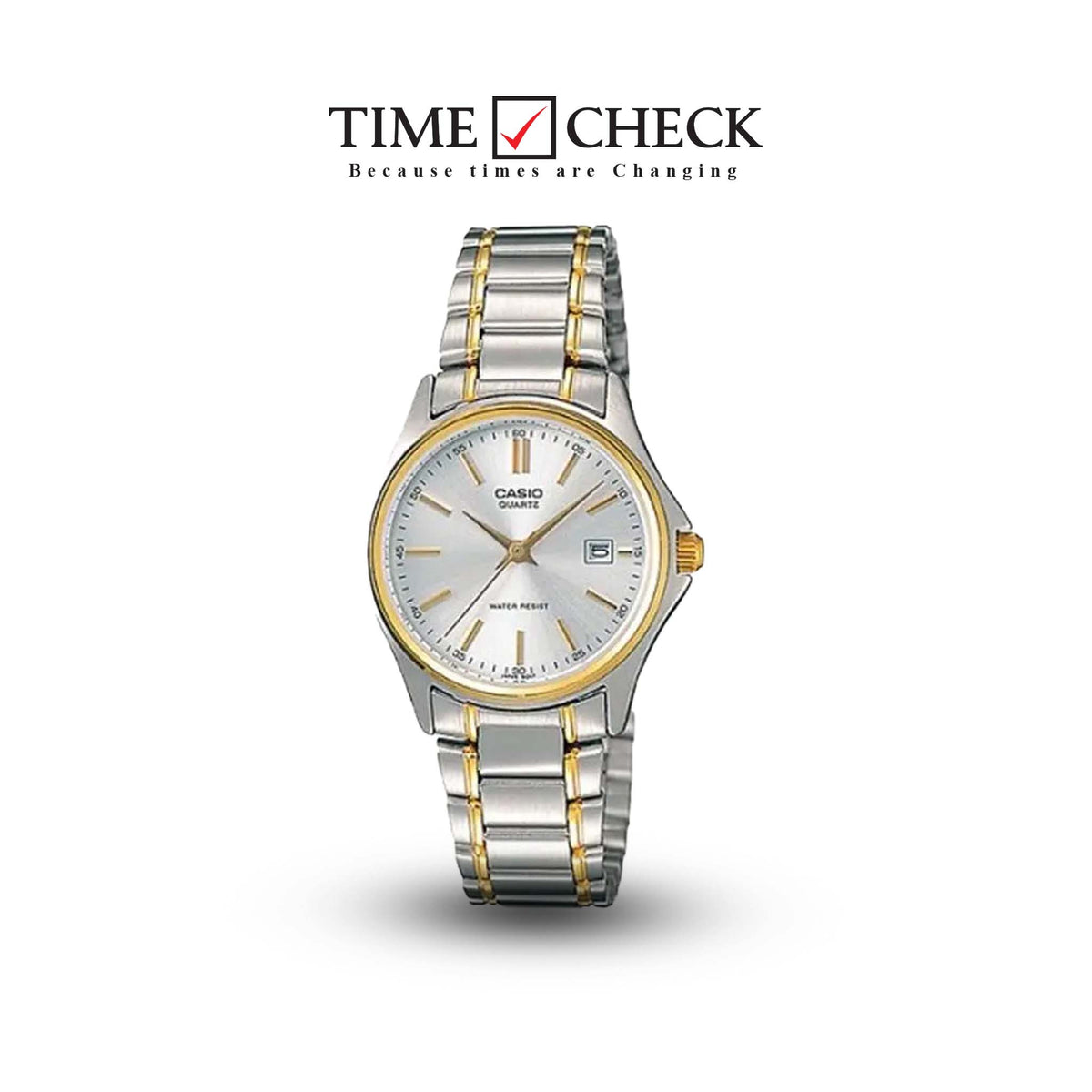 LTP-1183G-7ADF Casio Silver Dial Steel And Gold Chain Analog Quartz Women's Watch. - Timecheck