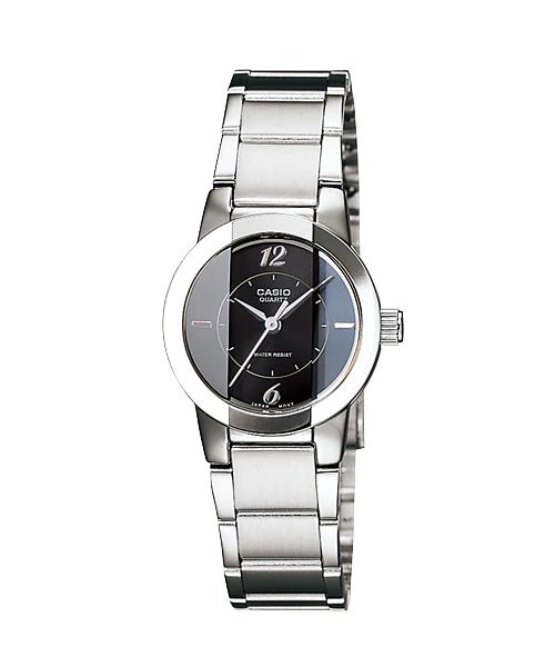 LTP-1230D-1CDF Casio Black Dial Stainless Steel Quartz Women's Watch. - Timecheck