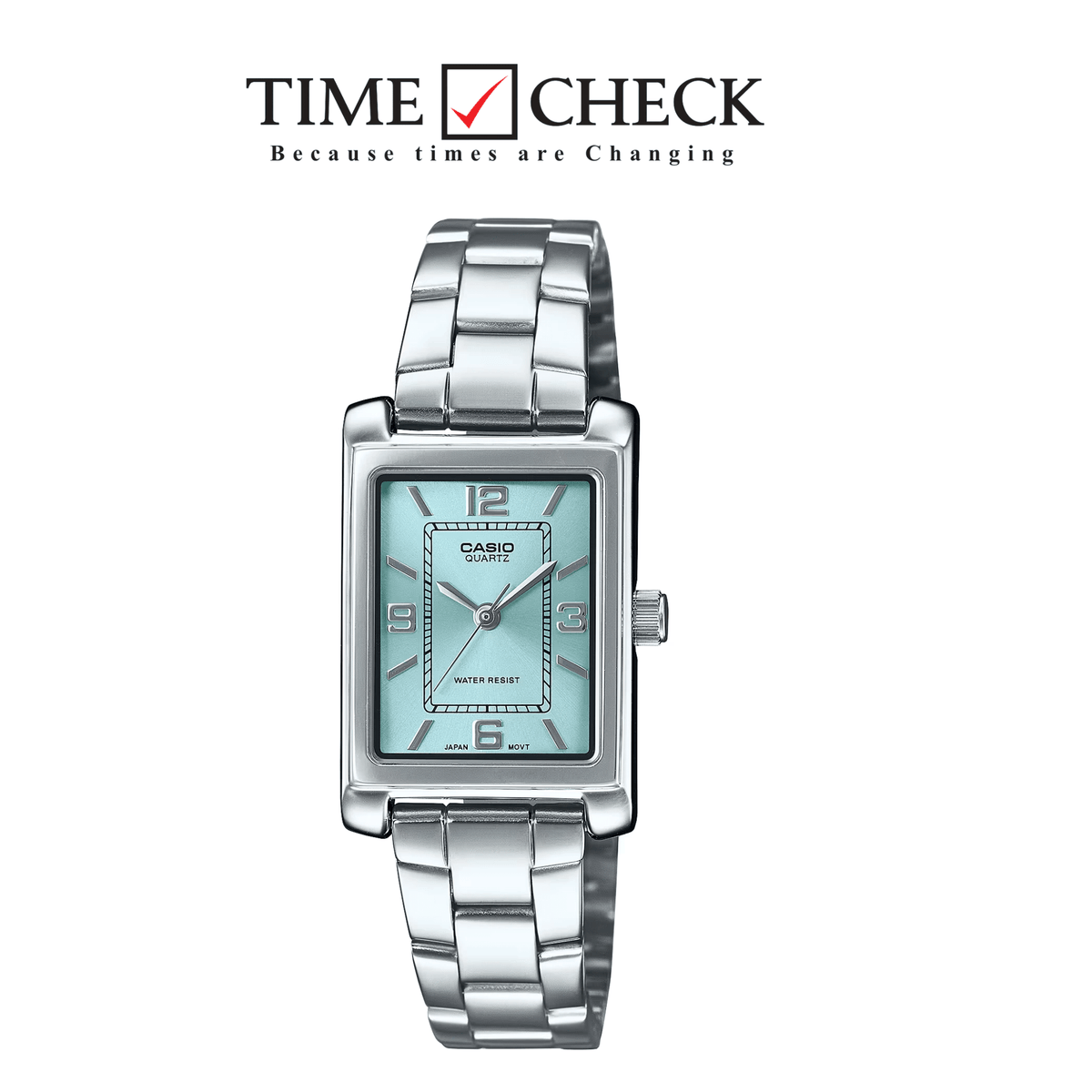 LTP-1234DD-2ADF Casio Cyan Dial Silver Stainless Steel Analog Quartz Women's Watch - Timecheck