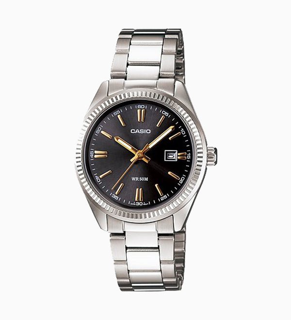 LTP-1302D-1A2VDF Casio Black Dial Stainless Steel Analog Quartz Women's Watch. - Timecheck