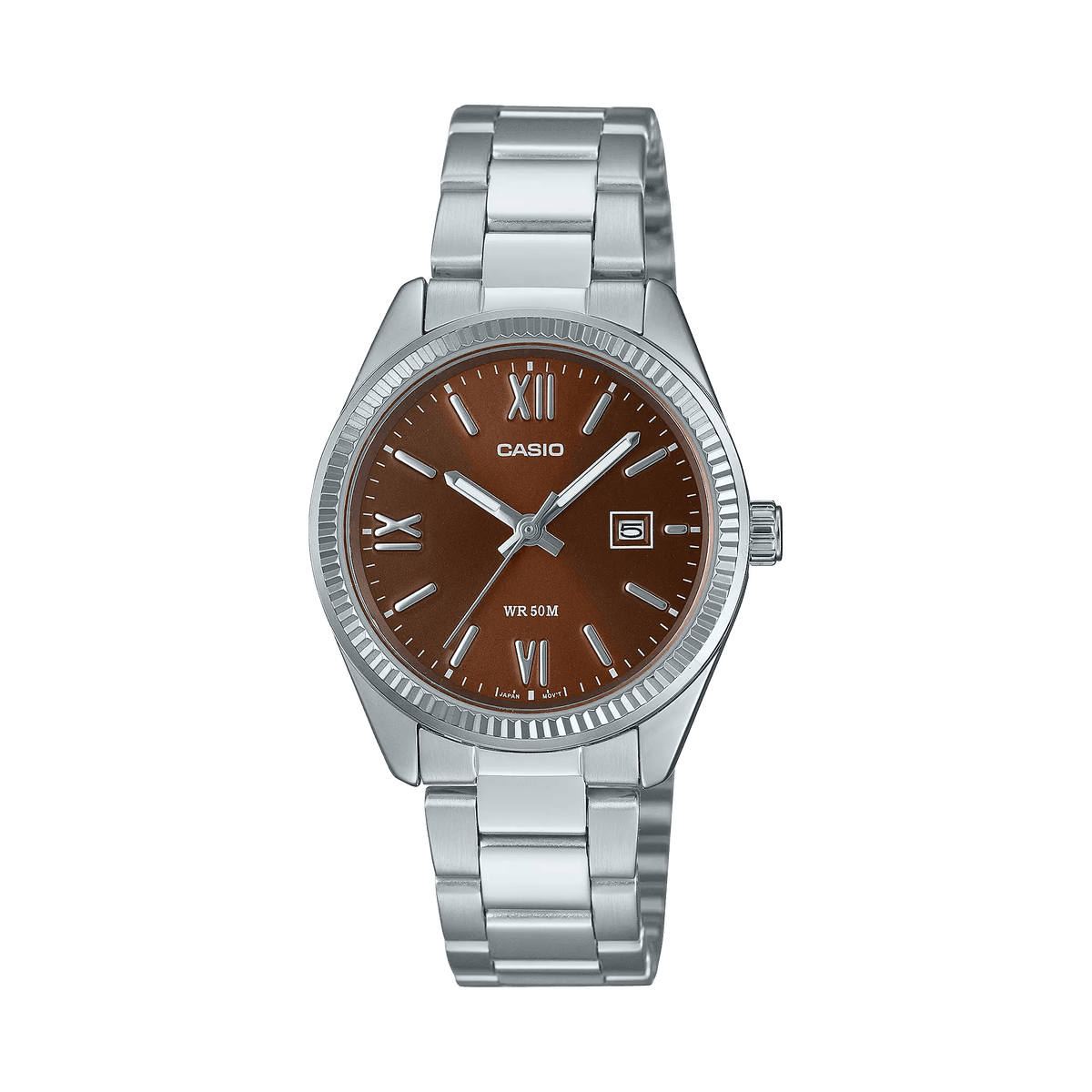 LTP-1302DD-5AVDF Casio Brown Dial Stainless Steel Analog Quartz Women's Watch. - Timecheck