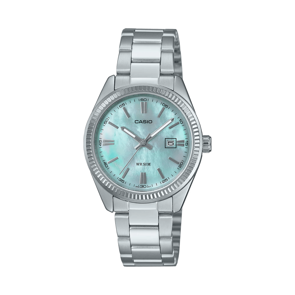 LTP-1302DS-2AVDF Casio Blue Mop Dial Stainless Steel Analog Quartz Women's Watch. - Timecheck