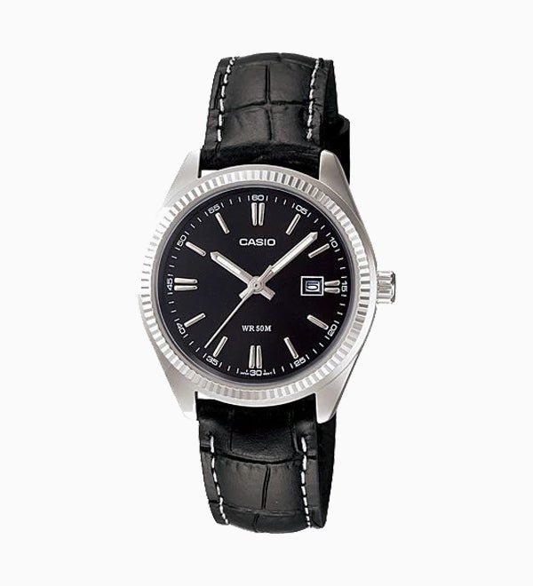 LTP-1302L-1AVDF Casio Black Dial Leather Strap Analog Quartz Women's Watch. - Timecheck