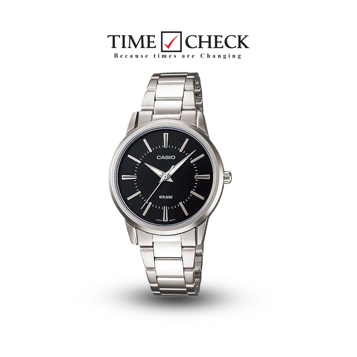 LTP-1303D-1AVDF Casio Black Dial Stainless Steel Analog Quartz Women's Watch. - Timecheck