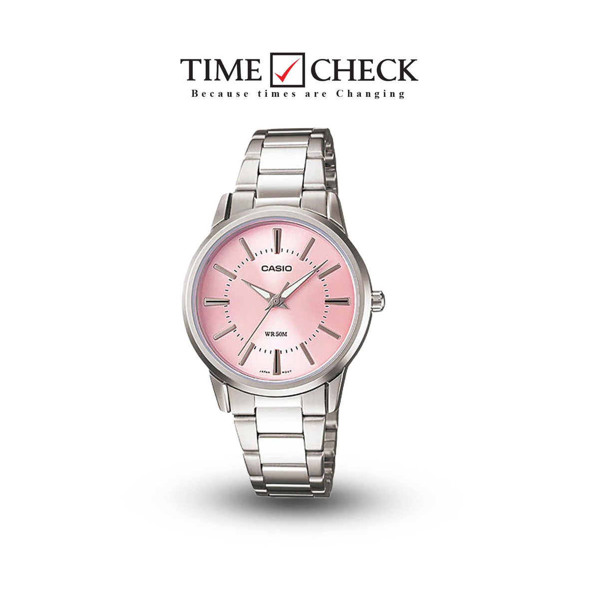 LTP-1303D-4AVDF Casio Pink Dial Stainless Steel Analog Quartz Women's Watch. - Timecheck