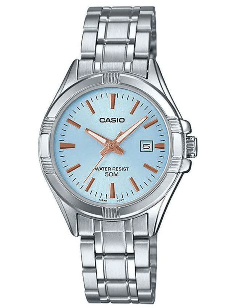 Casio LTP-1308D-2AVDF Elegant Blue Dial Date Window Stainless Steel Band Women's Watch