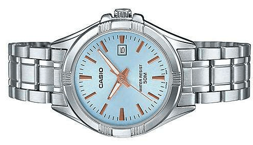 Casio LTP-1308D-2AVDF Elegant Blue Dial Date Window Stainless Steel Band Women's Watch