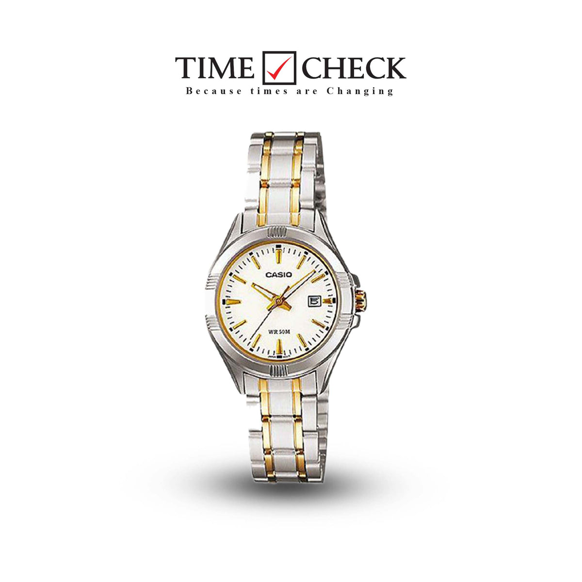 LTP-1308SG-7AVDF Casio Stainless Steel White Dial Women's Watch. - Timecheck