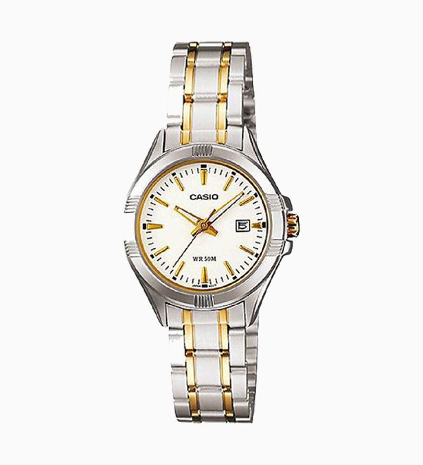 LTP-1308SG-7AVDF Casio Stainless Steel White Dial Women's Watch. - Timecheck