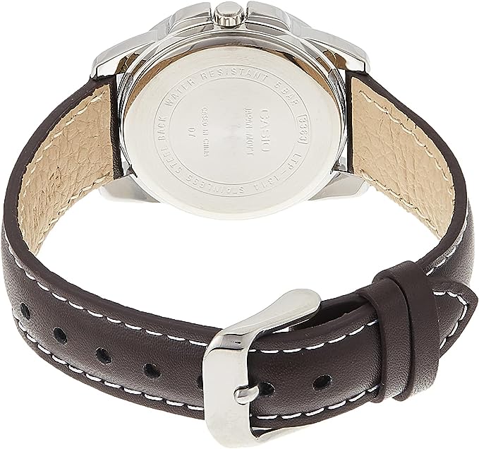 LTP-1314L-7AVDF Casio White Dial Leather Strap Analog Quartz Women's Watch. - Timecheck