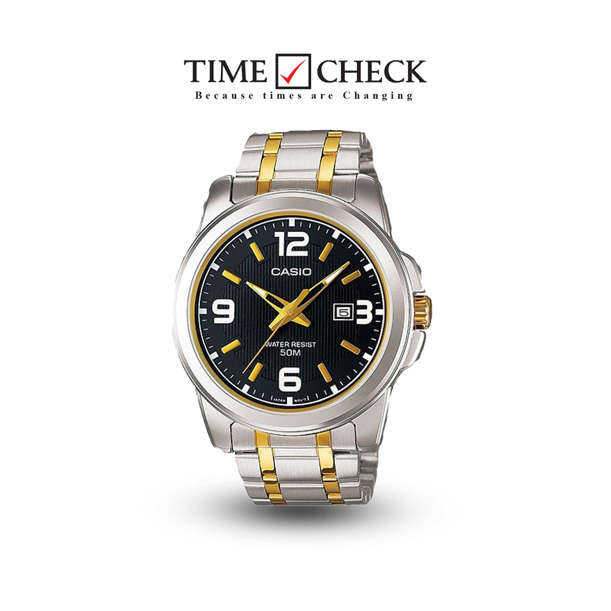 LTP-1314SG-1AVDF Casio Silver Stainless-Steel with Black Dial Women’s Quartz Watch. - Timecheck