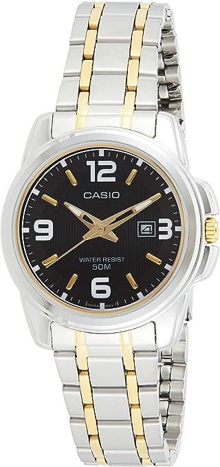 LTP-1314SG-1AVDF Casio Silver Stainless-Steel with Black Dial Women’s Quartz Watch. - Timecheck