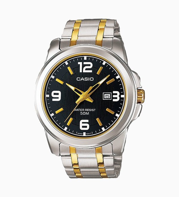LTP-1314SG-1AVDF Casio Silver Stainless-Steel with Black Dial Women’s Quartz Watch. - Timecheck