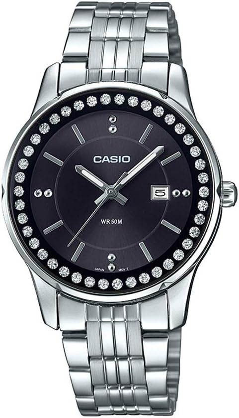 LTP-1358D-1AVDF Casio Black Dial Stainless Steel Analog Quartz Women's Watch. - Timecheck