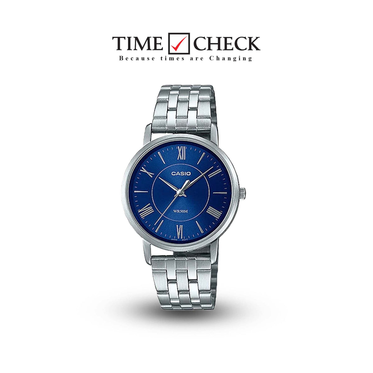 LTP-B110D-2AVDF Casio Blue Dial Stainless Steel Analog Quartz Women's Watch. - Timecheck