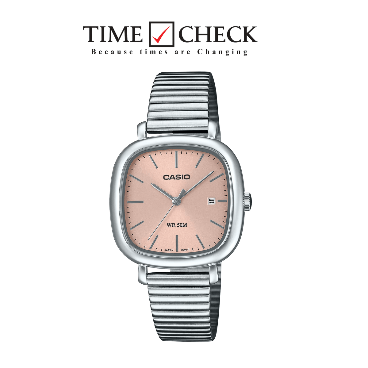 LTP-B166D-4AVDF Casio Pink Dial Silver Stainless Steel Analog Quartz Women's Watch - Timecheck