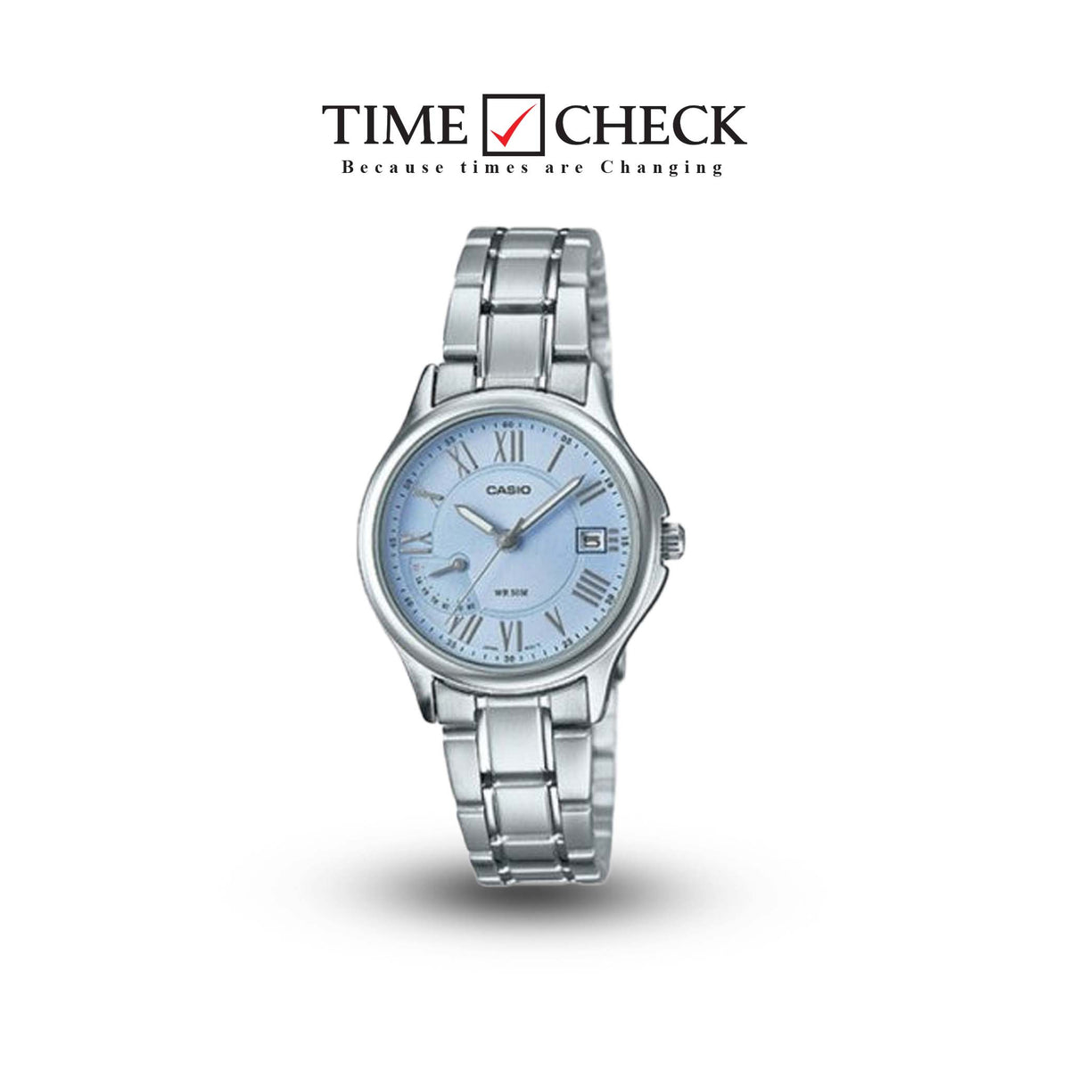 LTP-E116D-2AVDF Casio Blue Dial Stainless Steel Analog Quartz Women's Watch. - Timecheck