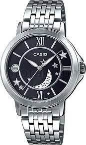 LTP-E122D-1ADF Casio Black Dial Stainless Steel Analog Quartz Women's Watch. - Timecheck