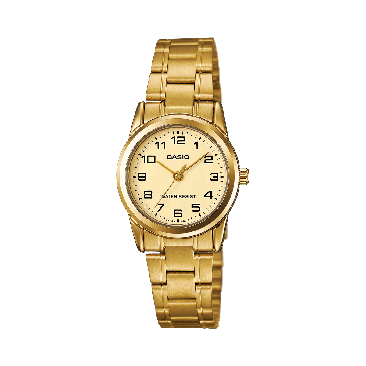 LTP-V001G-9BUDF Casio Golden Dial Golden Stainless Steel Analog Quartz Women's Watch. - Timecheck