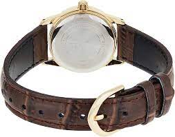 LTP-V001GL-1BUDF Casio Black Dial Leather Strap Analog Quartz Women's Watch. - Timecheck