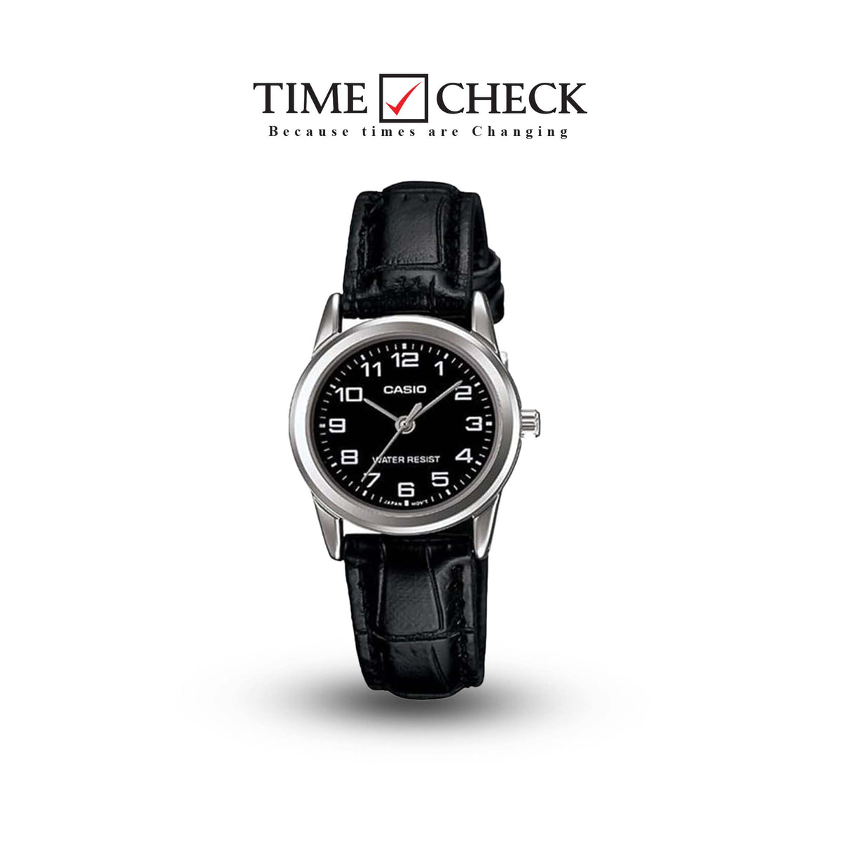 LTP-V001L-1BUDF Casio Stainless Steel Black Dial Quartz Analog ladies Watch. - Timecheck