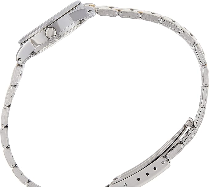 LTP-V001SG-9BUDF Casio Beige Dial Silver & Gold Chain Analog Quartz Women's Watch. - Timecheck