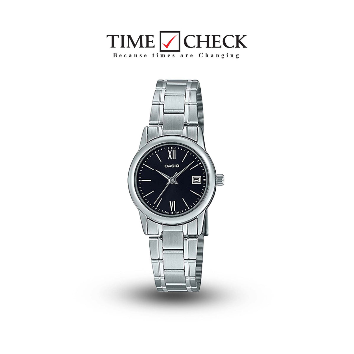 LTP-V002D-1B3UDF Casio Black Dial Stainless Steel Analog Quartz Women's Watch. - Timecheck