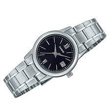 LTP-V002D-1B3UDF Casio Black Dial Stainless Steel Analog Quartz Women's Watch. - Timecheck