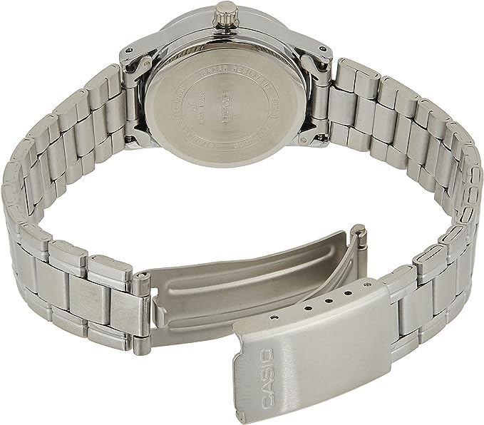 LTP-V002D-1BUDF Casio Silver Stainless Steel Black Dial Women's Watch. - Timecheck