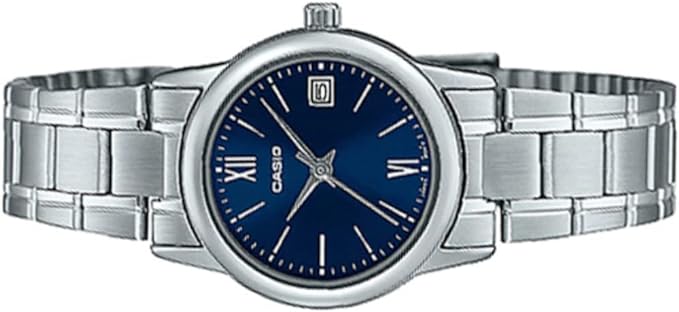 LTP-V002D-2B3UDF Casio Blue Dial Stainless Steel Chain Analog Women's Watch. - Timecheck