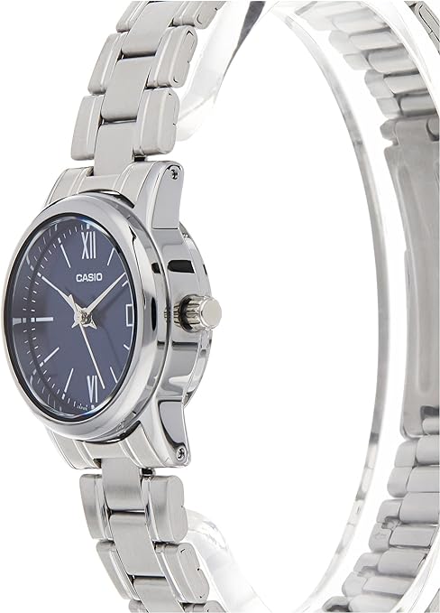 LTP-V002D-2B3UDF Casio Blue Dial Stainless Steel Chain Analog Women's Watch. - Timecheck
