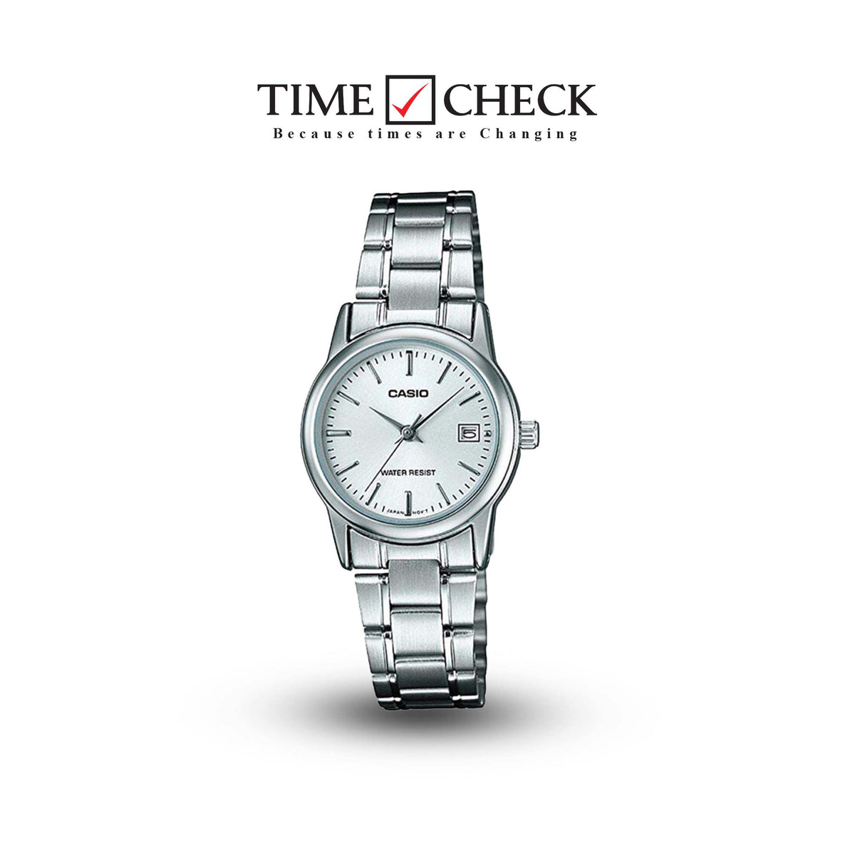 LTP-V002D-7AUDF Casio White Dial Stainless Steel Analog Quartz Women's Watch. - Timecheck