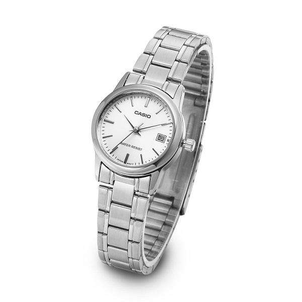 LTP-V002D-7AUDF Casio White Dial Stainless Steel Analog Quartz Women's Watch. - Timecheck