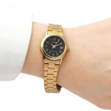 LTP-V002G-1BUDF Casio Black Dial Stainless Steel Analog Quartz Women's Watch. - Timecheck