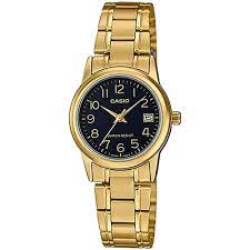 LTP-V002G-1BUDF Casio Black Dial Stainless Steel Analog Quartz Women's Watch. - Timecheck