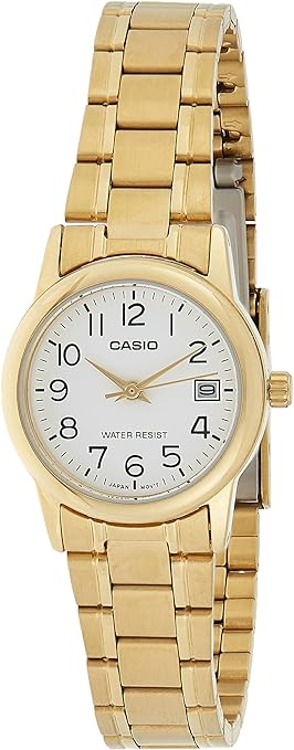 LTP-V002G-7B2UDF Casio White Dial Classic Gold Stainless-Steel Quartz Women's Watch. - Timecheck