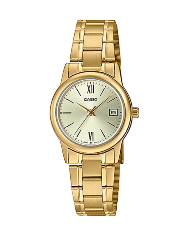 LTP-V002G-9B3UDF Casio Golden Dial Stainless Steel Analog Quartz Women's Watch. - Timecheck