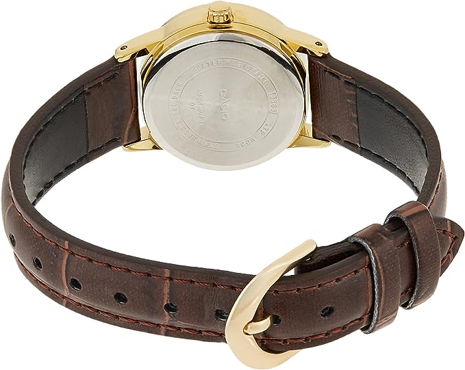 LTP-V002GL-1BUDF Casio Black Dial Leather Strap Analog Quartz Women's Watch. - Timecheck