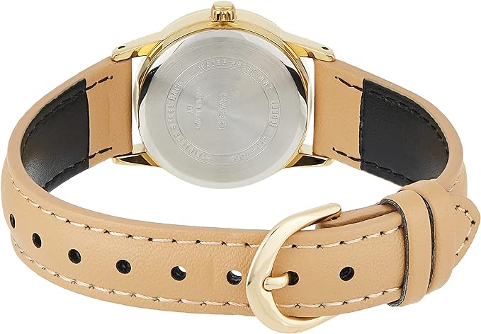 LTP-V002GL-7B3UDF Casio Silver Dial Beige Leather Strap Analog Quartz Women's Watch. - Timecheck