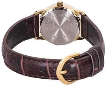 LTP-V002GL-9BUDF Casio Gold Dial Leather Strap Analog Quartz Women's Watch. - Timecheck